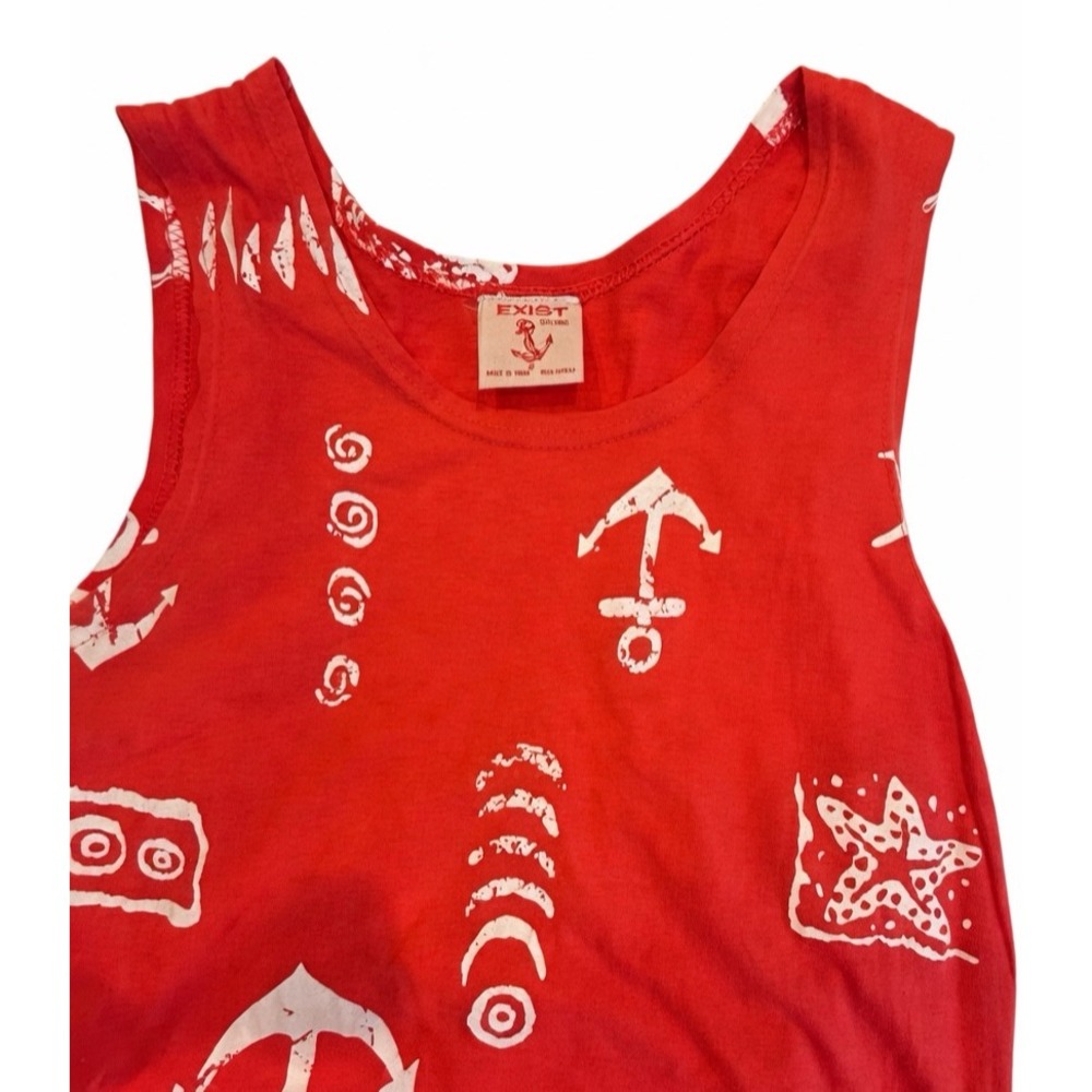 Exist Red Nautical Anchor Print Sleeveless Cotton Yachtcore Maxi Dress -Small - Picture 4 of 9